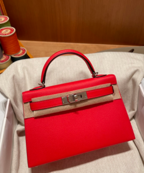 에르메스 미니 켈리백19 레드 은장 앱송